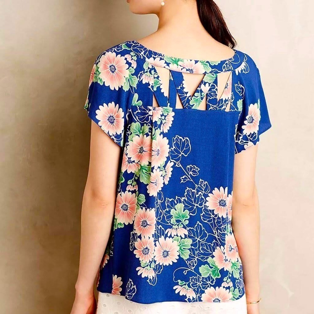 🩷Anthropologie Maeve Tri Cut Floral Blouse